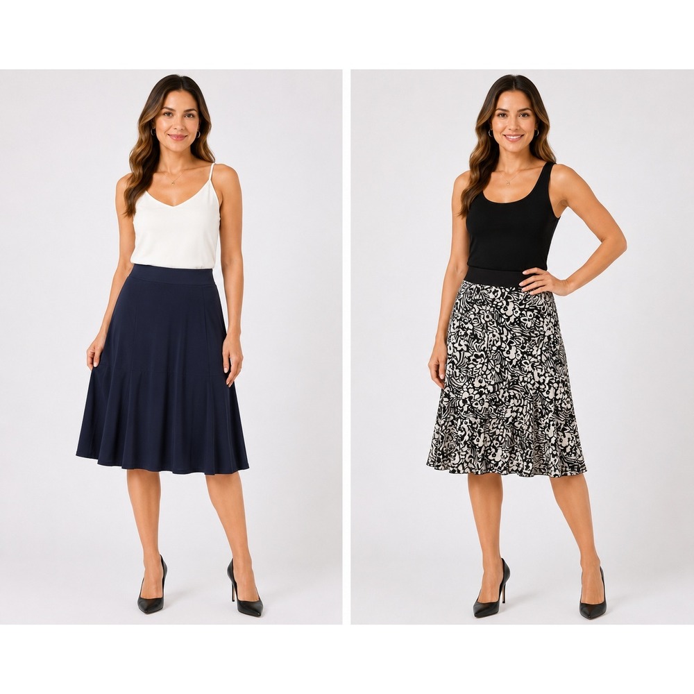 Anne Klein Navy & Briggs New York Floral‎ Skirt Set Womens XL A-Line Knee Length